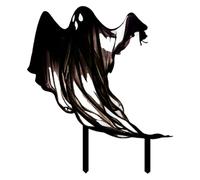17" Glow in the Dark Metal w Stakes (3 Unique Designs), Durable, Outdoor Halloween -No More Flimsy Styrofoam Decorations, Great For Parties Garden Signs (Black, 24.5X21.35cm)