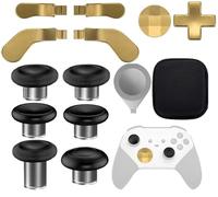 17 in 1 Accessories Kit for Xbox Elite Series 2 Controller, Full Set of Thumbsticks Replacements for Xbox Elite 2 Core with 6 Swap Joysticks, 4 Paddles, 2 D-Pads, 3 Tool and 1 Bag (Gold)