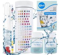 17 in 1 Drinking Water Testing Kits with Tube 100 Strips 2 E. coli Power, Accurate Home Water Quality Test Well and Tap Water Easy Testing for Hardness, pH, Mercury, Lead, Iron, Copper, Chlorine