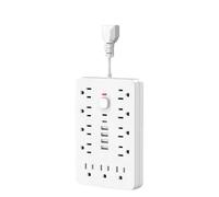 17 In 1 Surge Protector Power Strip With USB Ports Strips Flat Plug Cord Phone Charger Type C (White, 200cm)