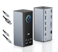 17 in 1 Triple Display Docking Station, USB C/3.0 Laptop Docking Station 3 Monitor with 3 HDMI / 2 DisplayPort, Smart Display, 10Gbps USB 3.1 A/C, 100W PD, RJ45 Ethernet for Mac/Dell(Driver Required)