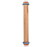 17 in Beechwood Rolling Pin with Thickness Rings, Adjustable Roller with Metric Scale, Non-Stick Hardwood for Baking, Cookie, Pastry, Pizza, with Gift Box