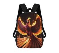 17 Inch A Vibrant Phoenix Bursts Into Flames, Its Radiant Feathers Casting A Mesmerizing Glow. Enh Backpacks Kids School Backpack School Bag 3D Printed for Boys Elementary And Middle School Students