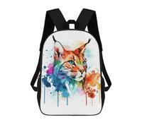 17 Inch Abstract Bobcat Painting Backpack, 3D Printed School Bag, School Lunch Bag, Travel Backpack, Friends Backpack for Girls And Boys