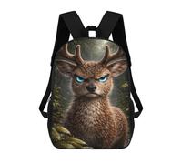 17 Inch Angry Deer with Glowing Blue Eyes Backpack, 3D Printed School Bag, School Lunch Bag, Travel Backpack, Friends Backpack for Girls And Boys