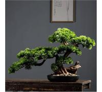 17-Inch Artificial Bonsai Pine Tree - Realistic Fake Plant Decoration, Potted for Desktop Display & Zen Garden Décor