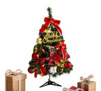 17 Inch Artificial With Ights Balls Bow - Mini Christmas Tree, Table Top Christmas Tree, Little Christmass Trees Table Decor | For Home Decor Indoor Outdoor Bedroom Living Room Desk Shelf Office