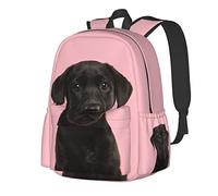 17 Inch Backpack Cute Black Labrador Retriever Puppy Laptop Backpack Shoulder Bag School Bookbag Casual Daypack For Teenager
