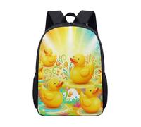 17 Inch Backpack Yellow Duckling Pond Theme for Kids Teens Cute School Bag with Pink Water Lilies Lily Pad Print Vibrant Graphic Daypack (08)