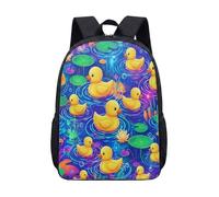 17 Inch Backpack Yellow Duckling Pond Theme for Kids Teens Cute School Bag with Pink Water Lilies Lily Pad Print Vibrant Graphic Daypack (10)