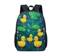 17 Inch Backpack Yellow Duckling Pond Theme for Kids Teens Cute School Bag with Pink Water Lilies Lily Pad Print Vibrant Graphic Daypack (14)