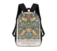 17 Inch Backpacks Kids School Backpack William Morris Strawberry Thief Vintage School Bag 3D Printed School Bag for Boys Elementary And Middle School Students