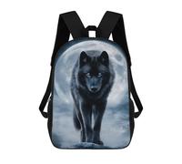 17 Inch Black Wolf in Moonlight Backpack, 3D Printed School Bag, School Lunch Bag, Travel Backpack, Friends Backpack for Girls And Boys