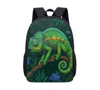 17 Inch Blue-Green Chameleon Backpack 3D Animated Animal School Bag Quirky Nature Graphic Rucksack for Kids Boys Girls (04)