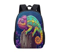 17 Inch Blue-Green Chameleon Backpack 3D Animated Animal School Bag Quirky Nature Graphic Rucksack for Kids Boys Girls (02)