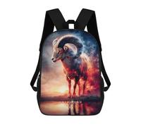 17 Inch Capricorn Zodiac Sign Ram Illustration Backpack, 3D Printed School Bag, School Lunch Bag, Travel Backpack, Friends Backpack for Girls And Boys