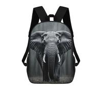 17 Inch Children's Backpacks Monochrome Elephant in The Rain School Bag 3D Printed Children's School Backpack Fashion Travel Backpacks for Kids School Students
