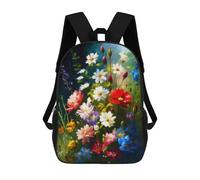 17 Inch Colorful Garden Flowers Backpack, 3D Printed School Bag, School Lunch Bag, Travel Backpack, Friends Backpack for Girls And Boys