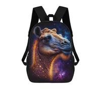 17 Inch Cosmic Camel Portrait-4 Backpack, 3D Printed School Bag, School Lunch Bag, Travel Backpack, Friends Backpack for Girls And Boys