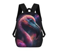 17 Inch Cosmic Flamingo Art Print-3 Backpack, 3D Printed School Bag, School Lunch Bag, Travel Backpack, Friends Backpack for Girls And Boys