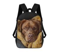 17 Inch Cozy Brown Labrador Retriever Portrait Backpack, 3D Printed School Bag, School Lunch Bag, Travel Backpack, Friends Backpack for Girls And Boys
