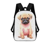 17 Inch Cute Baby Pug Dog Puppy Backpack, 3D Printed School Bag, School Lunch Bag, Travel Backpack, Friends Backpack for Girls And Boys