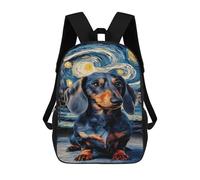 17 Inch Dachshund in Starry Night Backpack, 3D Printed School Bag, School Lunch Bag, Travel Backpack, Friends Backpack for Girls And Boys