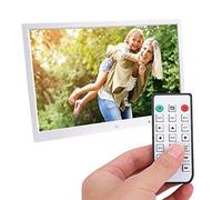 17 inch Digital Photo Frame Portable LED Display Photo/Music/Video Player Calendar Alarm Auto On/Off Timer, HDMI Movie Player Digital Picture Frame Support 32G SD Card, Remote Control(White) Double