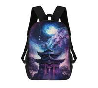 17 Inch Enchanted Pagoda Night Sky -1 Backpack, 3D Printed School Bag, School Lunch Bag, Travel Backpack, Friends Backpack for Girls And Boys