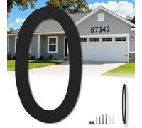 17 Inch Floating Large House Numbers for Outside, Big Modern Garage Door Number, Oversized Garden Address Numbers 0, Black Matte Metal Digital Sign for House, Hotels, Factories (Zero)