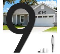 17 Inch Floating Large House Numbers for Outside, Big Modern Garage Door Number, Oversized Garden Address Numbers 9, Black Matte Metal Digital Sign for House, Hotels, Factories (Nine)