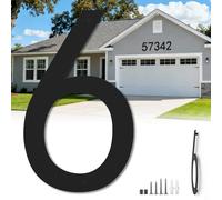 17 Inch Floating Large House Numbers for Outside, Big Modern Garage Door Number, Oversized Garden Address Numbers 6, Black Matte Metal Digital Sign for House, Hotels, Factories (Six)