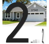 17 Inch Floating Large House Numbers for Outside, Big Modern Garage Door Number, Oversized Garden Address Numbers 2, Black Matte Metal Digital Sign for House, Hotels, Factories (Two)