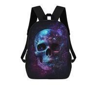 17 Inch Galactic Skull Art Print Backpack, 3D Printed School Bag, School Lunch Bag, Travel Backpack, Friends Backpack for Girls And Boys