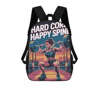 17 Inch Hard Core Happy Spine Gym Poster Backpack, 3D Printed School Bag, School Lunch Bag, Travel Backpack, Friends Backpack for Girls And Boys