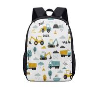 17 Inch Kids Construction Backpack Digger Excavator Truck School Bag for Boys Toddler Nursery Vehicle Print Rucksack (02)