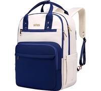 17 Inch Laptop Backpack for Women Men Fashion Work, Large Capacity Waterproof Bagpack with USB Port, College Daypack Business Travel Backpack,Blue-White