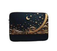 17 Inch Laptop Sleeve Bag Waterproof Shockproof Laptop Case Bags Lightweight Computer Skin Bag Golden Background and Crescent Moon Tablet Carrying Case