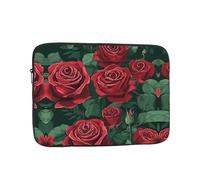 17 Inch Laptop Sleeve, Soft Protective Case With Red Rose Print,Slim Lightweight Bag Specially Compatible With 17 Inch Macbook, Fits Some Pc Notebook
