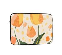 17 Inch Laptop Sleeve Water-resistant Laptop Case Compatible with 15.6 16 17 Inch MacBook Chromebook, Orange Polka Dot Tulip