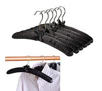 17 Inch Large Black Satin Padded Hangers for Women Clothing Women Padded Coat Hangers- Foam Hanger Non Slip Satin Canvas Covers for Adults Wedding Bridesmaid (Pack of 6)