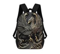 17 Inch Mighty Golden Phoenix Deco Backpack, 3D Printed School Bag, School Lunch Bag, Travel Backpack, Friends Backpack for Girls And Boys