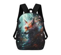 17 Inch Mystical Fox Portrait Backpack, 3D Printed School Bag, School Lunch Bag, Travel Backpack, Friends Backpack for Girls And Boys