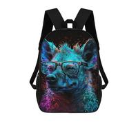 17 Inch Neon Hyena with Glasses Backpack, 3D Printed School Bag, School Lunch Bag, Travel Backpack, Friends Backpack for Girls And Boys