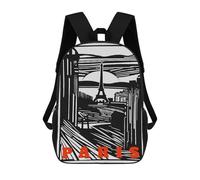 17 Inch Paris Vintage Landscape Backpack, Children's Backpack, Student School Bag Bookbag Rucksack, 3D Printed for Boys Girls