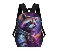 17 Inch Raccoon Astronaut in Space Suit-3 Backpack, 3D Printed School Bag, School Lunch Bag, Travel Backpack, Friends Backpack for Girls And Boys