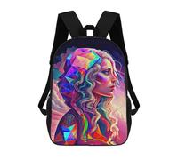 17 Inch Rainbow Geometry Goddess 1 Backpack, 3D Printed School Bag, School Lunch Bag, Travel Backpack, Friends Backpack for Girls And Boys