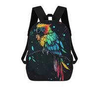 17 Inch Rainbow Parrot on Branch Backpack, 3D Printed School Bag, School Lunch Bag, Travel Backpack, Friends Backpack for Girls And Boys
