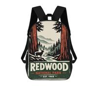 17 Inch Redwood National Park Vintage Poster Backpack Kids School Backpack 3D Printed Fashion School Bag for Boys Elementary And Middle School Student
