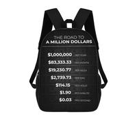 17 Inch Road to A Million Dollars Backpack, 3D Printed School Bag, School Lunch Bag, Travel Backpack, Friends Backpack for Girls And Boys